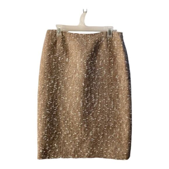 Escada Brown White Tweed Pencil Skirt Classic Workwear Office Chic - Picture 1 of 8